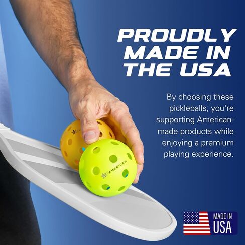 EP American Outdoor Pickleballs USAPA Approved | Made in USA with Durable Design | Tournament-Ready, High Performance | 40 Precision Holes for Balanced Flight, Consistent Spin in Saudi Arabia
