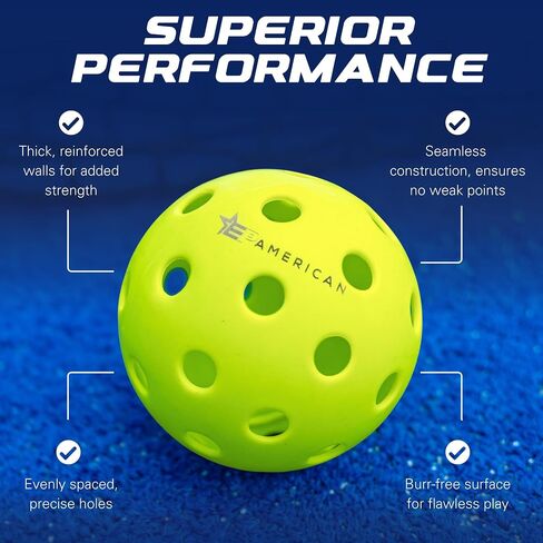 EP American Outdoor Pickleballs USAPA Approved | Made in USA with Durable Design | Tournament-Ready, High Performance | 40 Precision Holes for Balanced Flight, Consistent Spin in Saudi Arabia