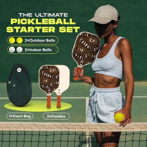 Goat Pickleball Paddles Set of 2, Pickleball Balls 2 Indoor + 2 Outdoor Balls & Travel Bag – Lightweight, Durable, Easy Grip – All-in-One Starter Set in Saudi Arabia