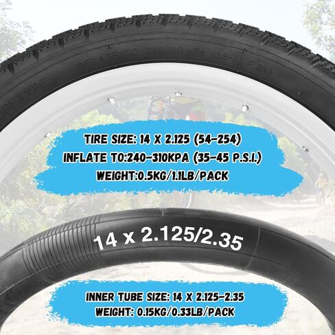 WEEROCK 14 بوصة إطارات إطارات إطارات إطارات إطارات دراجة 2 حزمة 14 × 2.125 إطارات الدراجات مع 2 حزمة أنابيب داخلية قابلة للطي إطار دراجة للدراجة الكهربائية in Kuwait