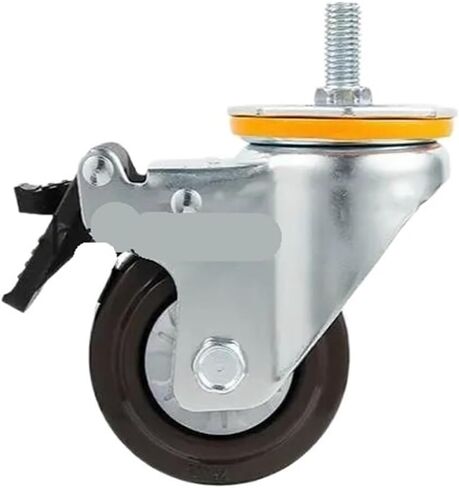 1 Piece 4-inch M14/M16 Screw Universal Wheel with Brake Rubber Shaft Caster Pulley Silent Machine Single Load 112KG in Saudi Arabia
