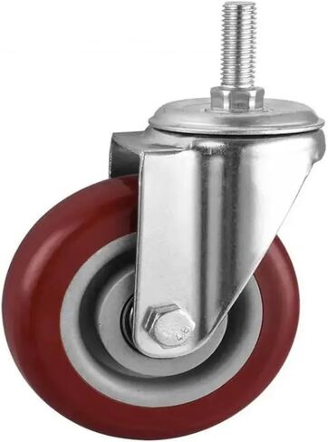 1 Piece Caster 3 inches M12 Screw Universal Wheel Maroon Two-axis PVC Silent Roller Mobile Climbing Ladder feet in Saudi Arabia
