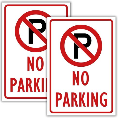 (2 Pack) No Parking Sign, 10 x 7 Inches, 120 Mil Plastic, UV Protected, Weather Resistant, Waterproof, Durable Ink, Easy To Mount in Kuwait
