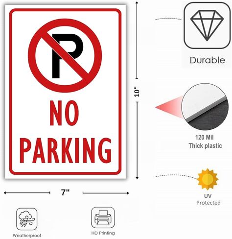 (2 Pack) No Parking Sign, 10 x 7 Inches, 120 Mil Plastic, UV Protected, Weather Resistant, Waterproof, Durable Ink, Easy To Mount in Kuwait