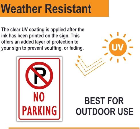 (2 Pack) No Parking Sign, 10 x 7 Inches, 120 Mil Plastic, UV Protected, Weather Resistant, Waterproof, Durable Ink, Easy To Mount in Kuwait