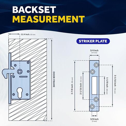 Five Oceans 316 Stainless Steel Mortise Lock Set, Heavy-Duty Marine Handle Kayed Lock Set with 3 Keys, for Doors Thickness from 3/4" to 1-1/2"for Interior Exterior Door - FO2240 in Saudi Arabia