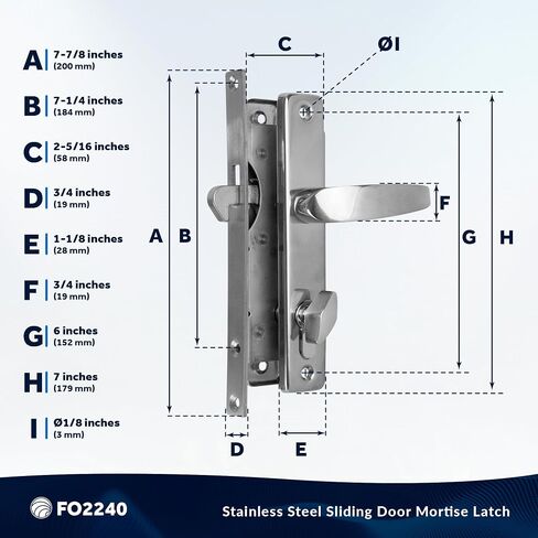 Five Oceans 316 Stainless Steel Mortise Lock Set, Heavy-Duty Marine Handle Kayed Lock Set with 3 Keys, for Doors Thickness from 3/4" to 1-1/2"for Interior Exterior Door - FO2240 in Saudi Arabia