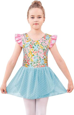 LunnyCokid Ballet Leotard for Girls Dance Hoodards with Skirt Toddler Sleeve Ballerina Outfit in Kuwait