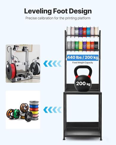 VEVOR 3D Printer Filament Storage Rack, 4-Tier 3D Printer Stand with Filament Storage, Spools Holder Racks Cart with Wheels, Filaments Organzied for 3D Printing Station, Office, Workshop (Shelf Only) in Saudi Arabia