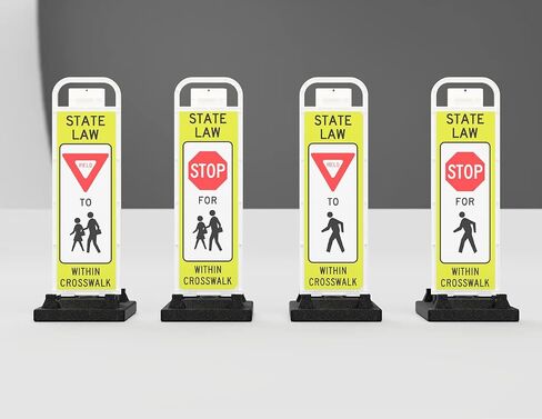 STOP FOR PEDESTRIAN, MUTCD COMPLIANT. Crossing Sign for School Zone/Crosswalks - U-Frame & 37lb U-Base (Sign and base ship separately) in Saudi Arabia