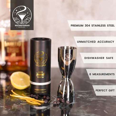 Jigger كوكتيل لـ Bartending | بار Jigger 2 أوقية 1 أوقية | كوكتيل قياس الفولاذ المقاوم للصدأ | لقطة الخمور قياس jiggers | كوب قياس الفضة | جرس مزدوج مع 8 علامات | معالج in Saudi Arabia