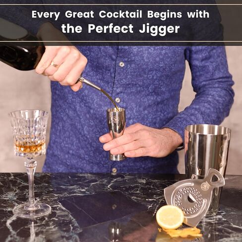 Jigger كوكتيل لـ Bartending | بار Jigger 2 أوقية 1 أوقية | كوكتيل قياس الفولاذ المقاوم للصدأ | لقطة الخمور قياس jiggers | كوب قياس الفضة | جرس مزدوج مع 8 علامات | معالج in Saudi Arabia