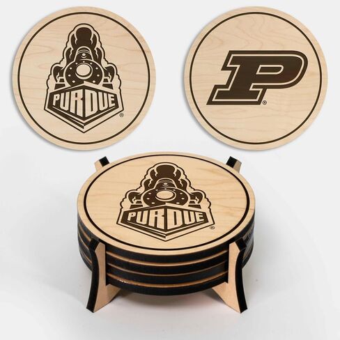 Purdue Boilermakers Wooden Coaster Set - Maple Wood - Officially Licensed Product - 4-Pack in Kuwait