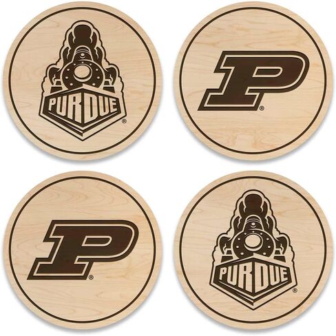 Purdue Boilermakers Wooden Coaster Set - Maple Wood - Officially Licensed Product - 4-Pack in Kuwait