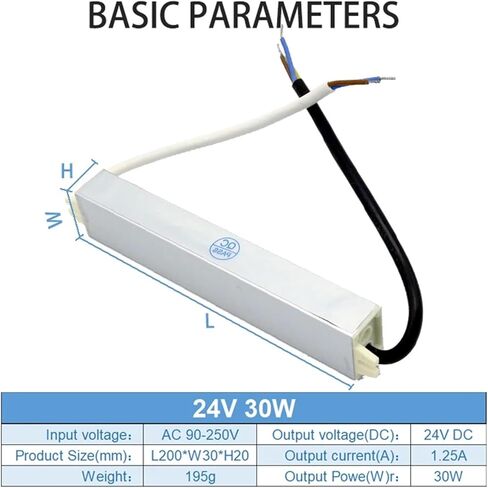 90-250V AC TO DC 24V 30W 1.25A إضاءة محول LED محول محول الألومنيوم IP67 Outdoor مقاوم للماء مزود الطاقة in Kuwait