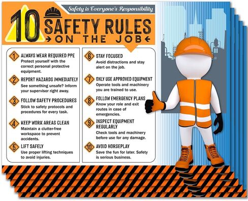 10 Safety Rules on the Job Poster 2025 – 18x24 Durable Laminated Business Safety First Poster Sign, Tear-Resistant, Waterproof Workplace Safety & Industrial Safety Poster for Construction (Pack of 1) in Saudi Arabia