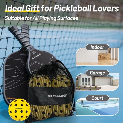 Silent Pickleball Balls - Quiet Practice for Indoor & Outdoor | Pro Foam, 40 Holes | Real Feel Like Traditional Pickleballs | USAPA Standard Bounce | 4-Pack + Bonus Mesh Bag in Saudi Arabia