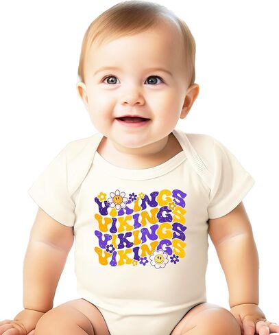 Trendy Vikings Sports Fan Shirt for Women, Teens & Kids Purple Team Pride Girly Outfit for Baby in Saudi Arabia