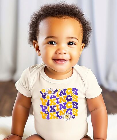Trendy Vikings Sports Fan Shirt for Women, Teens & Kids Purple Team Pride Girly Outfit for Baby in Saudi Arabia