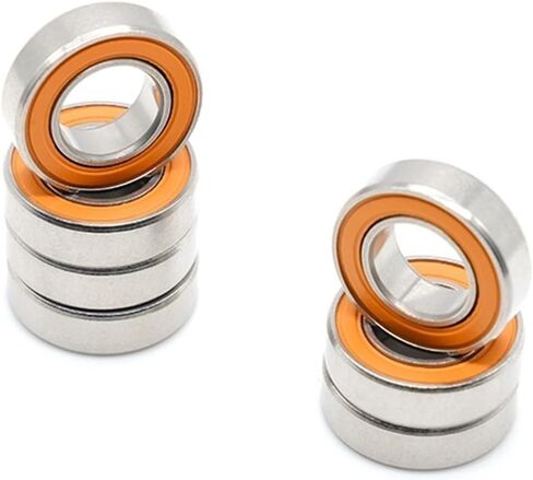 S689 2RS 9x17x5mm من الفولاذ المقاوم للصدأ الهجينة تحمل بكرات جافة 689 الكرة 2pcs (2PS6800RSCB-Orange) in Saudi Arabia