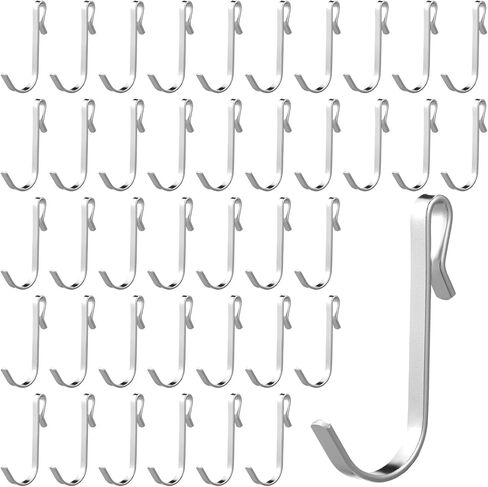 Lyrow 40 PCS J Hook for Wire Relving Hooks Clip Stainsal Steel Clip on Metal Wire Rack Hanging Gink Grid Hook للعرض in Saudi Arabia