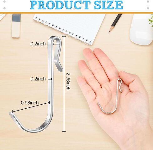 Lyrow 40 PCS J Hook for Wire Relving Hooks Clip Stainsal Steel Clip on Metal Wire Rack Hanging Gink Grid Hook للعرض in Saudi Arabia
