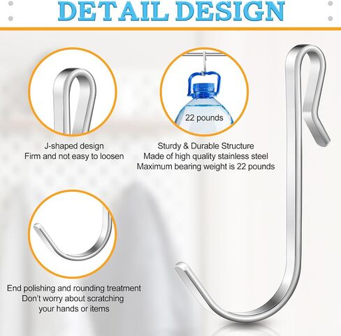 Lyrow 40 PCS J Hook for Wire Relving Hooks Clip Stainsal Steel Clip on Metal Wire Rack Hanging Gink Grid Hook للعرض in Saudi Arabia