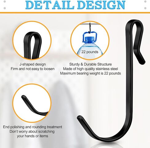 Lyrow 40 Pcs J Hook for Wire Shelving Hooks Stainless Steel Hanger Clip on Metal Wire Rack Hanging Sink Grid Hook for Display Kitchen Bedroom Office Shelf Pots Kitchenware Shirts(Black) in Saudi Arabia