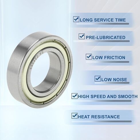 Acropix 6904zz Bear Deep Groove Ball Bearings P0 20x37x9mm محامل مشحمة مزدوجة Silver Silver Scooter Skater Wheel - حزمة 5 in Saudi Arabia