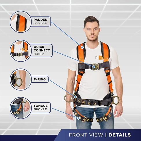 Palmer Safety Twin 6 'Kit I 5pt Hammerhead Harness ، شريان الحياة المزدوج ذاتيًا ، 4 بوصات سوار ARM ISHA/ANSI Fall Kit (Hi -Vis Orange - LG) ، كبير in Kuwait