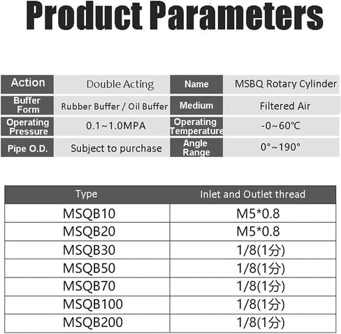 الأسطوانة الدوارة الهوائية msqb أسطوانة قابلة للتعديل Rotary 0-190 ° درجة MSQB10A MSQB20A MSQB30A MSQB50A MSQB20R MSQB30R (MSQB-20R) in Saudi Arabia
