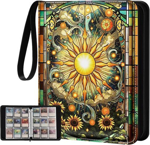 لـ 9 Pocket Card Binder لـ MTG ، TCG ، يحمل بطاقات اللعبة 900 بطاقة - مجلد ألبوم كبير لبطاقات تداول بطاقة تداول مع Men Boys Teens Sun Design for Sports Card in Kuwait