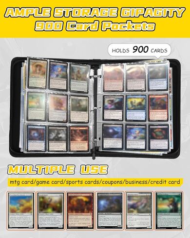لـ 9 Pocket Card Binder لـ MTG ، TCG ، يحمل بطاقات اللعبة 900 بطاقة - مجلد ألبوم كبير لبطاقات تداول بطاقة تداول مع Men Boys Teens Sun Design for Sports Card in Kuwait