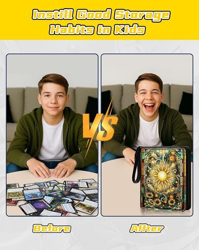 لـ 9 Pocket Card Binder لـ MTG ، TCG ، يحمل بطاقات اللعبة 900 بطاقة - مجلد ألبوم كبير لبطاقات تداول بطاقة تداول مع Men Boys Teens Sun Design for Sports Card in Kuwait