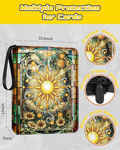 لـ 9 Pocket Card Binder لـ MTG ، TCG ، يحمل بطاقات اللعبة 900 بطاقة - مجلد ألبوم كبير لبطاقات تداول بطاقة تداول مع Men Boys Teens Sun Design for Sports Card in Kuwait