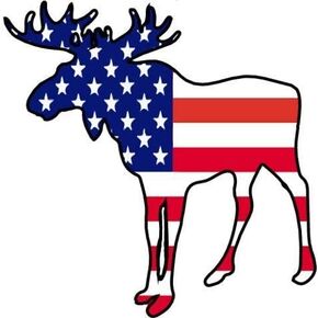 Moose Silhouette with American Flag Vinyl Decal Sticker - Great for Truck Car Bumper or Tumbler - Perfect Husband Fathers Day Hunting Outdoor Lover Gift, Made in The USA Size: 5 x 5 inch C in Saudi Arabia