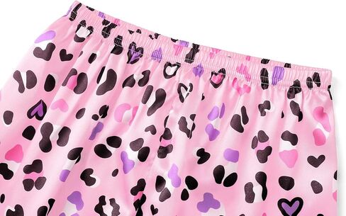 Tebbis Girls Satin Pajamas Set, 2-Piece Short Sleeve Button-Down PJs Cute Printed Silky Sleepwear for Kids Size 6-16 in Kuwait