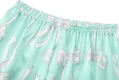 Tebbis Satin Pajamas for Girls-Cute Pink Silky Short-Sleeved Set with Adorable Puppy Prints Size 6/7-16 in Saudi Arabia