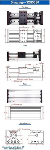 3-Axis X-Y-Z Stage Table Ball Screw Linear Guide Rail with Nema23 2Nm Stepper Motor DM556 Drive(400mm-XY axis) in Kuwait