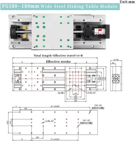 1pcs 180mm Wide Heavy Steel Plate Sliding Table Module Ballscrew SFS1605/SFS1610/SFS1620 Stroke 100~600mm Linear Rail X-Y-Z 300KG(SFS2005 600mm) in Kuwait