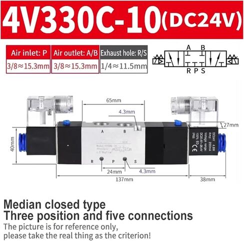 4V120-06 4V220-08 4V320-10 4V420-15 Pneumatic Solenoid Valves 5/2 Way Valve Port Single Coil DC24V AC220V(4V330C-10 DC24V) in Saudi Arabia