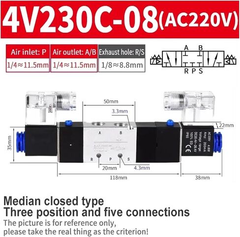4V120-06 4V220-08 4V320-10 4V420-15 Pneumatic Solenoid Valves 5/2 Way Valve Port Single Coil DC24V AC220V(4V330C-10 DC24V) in Saudi Arabia