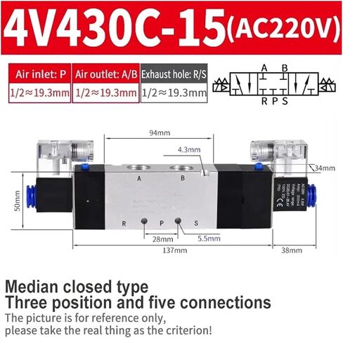 4V120-06 4V220-08 4V320-10 4V420-15 Pneumatic Solenoid Valves 5/2 Way Valve Port Single Coil DC24V AC220V(4V330C-10 DC24V) in Saudi Arabia