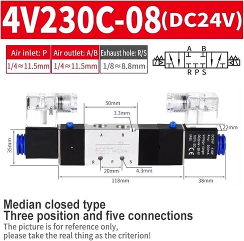 4V120-06 4V220-08 4V320-10 4V420-15 Pneumatic Solenoid Valves 5/2 Way Valve Port Single Coil DC24V AC220V(4V330C-10 DC24V) in Saudi Arabia