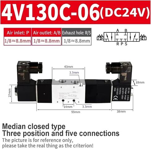 4V120-06 4V220-08 4V320-10 4V420-15 Pneumatic Solenoid Valves 5/2 Way Valve Port Single Coil DC24V AC220V(4V330C-10 DC24V) in Saudi Arabia