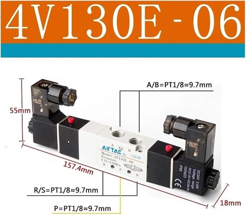 4V210-08 4V310-10 4V410-15 Pneumatic Electric Solenoid Valve Directional Control Magnetic Valve 24V 220V(4v130e-06,DC24) in Saudi Arabia