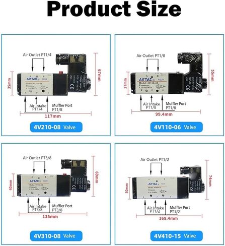 4V210-08 4V310-10 4V410-15 Pneumatic Electric Solenoid Valve Directional Control Magnetic Valve 24V 220V(4v130e-06,DC24) in Saudi Arabia