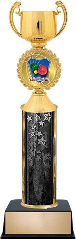 Customizable 12.5" Bocce Ball Cup Black Star Trophy Award, Engrave Now in Saudi Arabia
