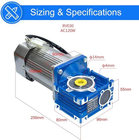 120W 110V 50/00Hz منخفض RPM 18RPM عزم الدوران عالية AC محرك مخفض تروس مع وحدة تحكم السرعة CW CCW نسبة مخفض 1:80 قطر الإخراج 14 ملم in Kuwait
