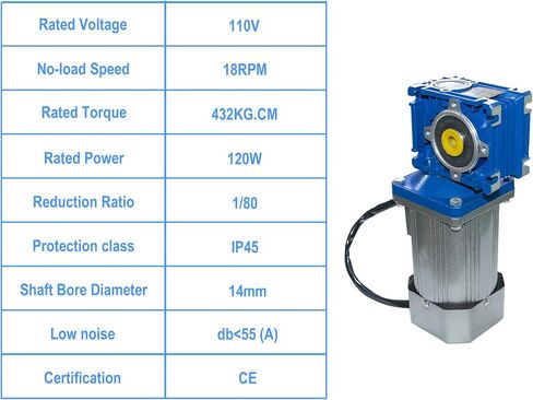 120W 110V 50/00Hz منخفض RPM 18RPM عزم الدوران عالية AC محرك مخفض تروس مع وحدة تحكم السرعة CW CCW نسبة مخفض 1:80 قطر الإخراج 14 ملم in Kuwait